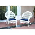 Propation W00209-C-2-FS011-CS White Wicker Chair with Blue Cushion PR1081376